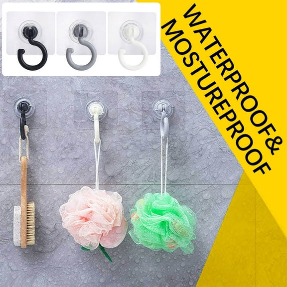 360-degree Rotating Adhesive Wall Hooks, 10-pack Clear Pvc Hanging Hooks with Strong Sticky Backing for Kitchen Utensils & Home Organization, Damage-free Space Saving Solution for Cabinets &