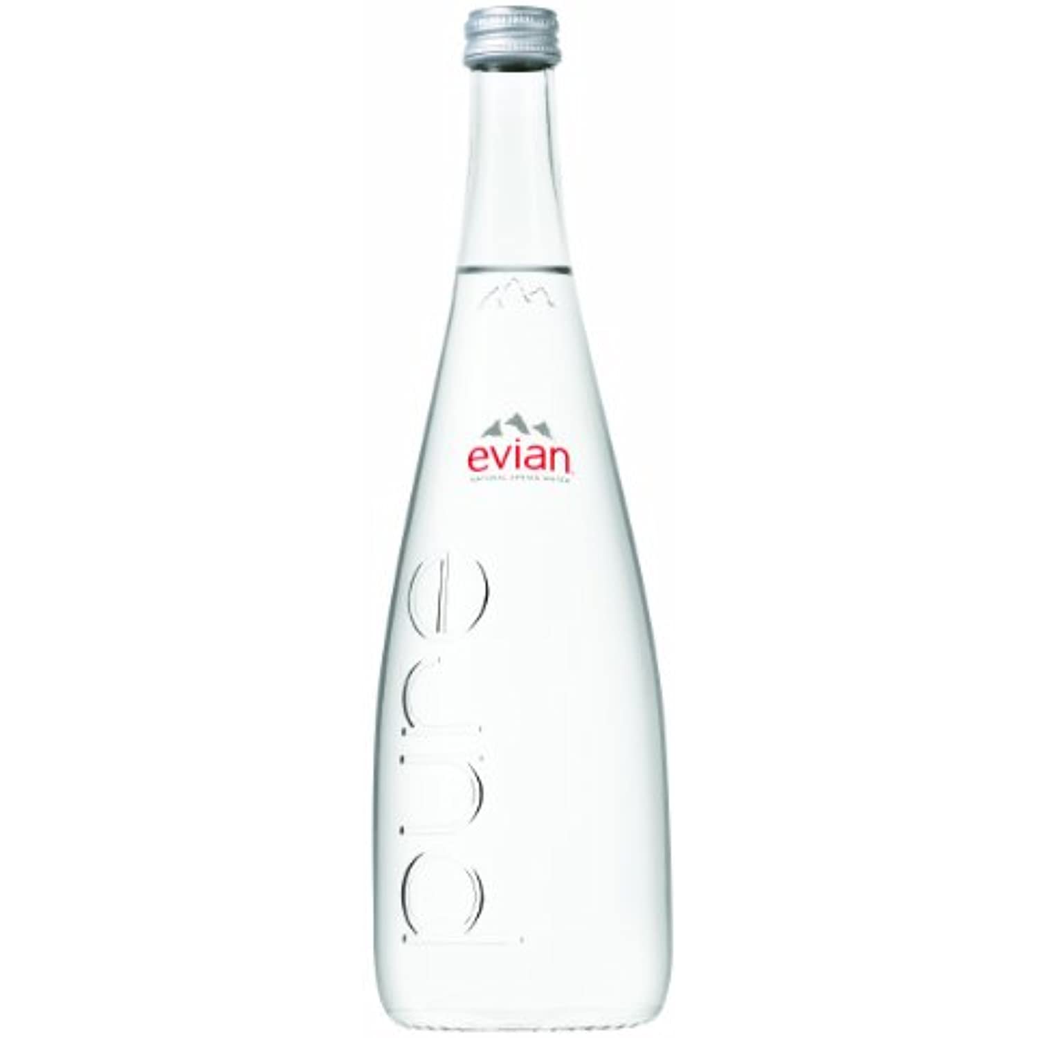 Evian Natural Spring Water Glass, 0.75 Liter (Pack Of 12)