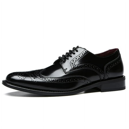 

TUOBKE Brogue Wingtip Derby Shoes Lace-up Front Dress Shoes For Business Formal Wedding Black Tie Optional Events