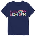 thumbnail image 4 of Rhuody Girl Tops Back To School Short Sleeve O Neck Cartoon Letter Prints Tee 6-7 Years Dark Blue, 4 of 4