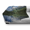 thumbnail image 3 of Landscape Soft Flannel Fleece Blanket, Pure Mountain Lake Scenery with Trees and Cloudy Sky Nature Inspired Print, Cozy Plush for Indoor and Outdoor Use, 70" x 90", Blue White Green, by Ambesonne, 3 of 6