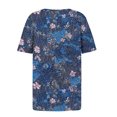 thumbnail image 4 of Women's T-Shirts Fashion Full Floral Printing Front Pleated Blouses Top Summer Square Collar Short Sleeved Shirts Button Casual Loose Pullover Tops, 4 of 5