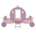 thumbnail image 5 of Kumix Twin Size Princess Carriage Bed with Crown, Wood Platform Car Bed with Stair for Boys/Girls,Twin Size Platform Bed for Bedroom, Purple+Pink, 5 of 8