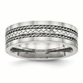 thumbnail image 1 of Stainless Steel Satin & Polished w/Silver Center Inlay Ring Size 9, 1 of 6