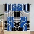 thumbnail image 3 of Blue Gray Geometric Blackout Curtains for Bedroom, White Gray Modern Abstract Plaid Circle Room Darkening Curtain Thermal Insulated Window Drapes for Living Room 53"W x 108"L (Pack of 2), 3 of 6