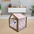 thumbnail image 3 of Floral Pet House, Pink Shades of Abstract Roses and Petals Theme Blending with Each Other Composition, Outdoor & Indoor Portable Dog Kennel with Pillow and Cover, 5 Sizes, Multicolor, by Ambesonne, 3 of 5