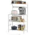 thumbnail image 1 of CoSoTower Kitchen Baker's Rack with Power Outlet, Coffee Bar Station with Adjustable Shelves and Hooks, Distressed White, 1 of 7