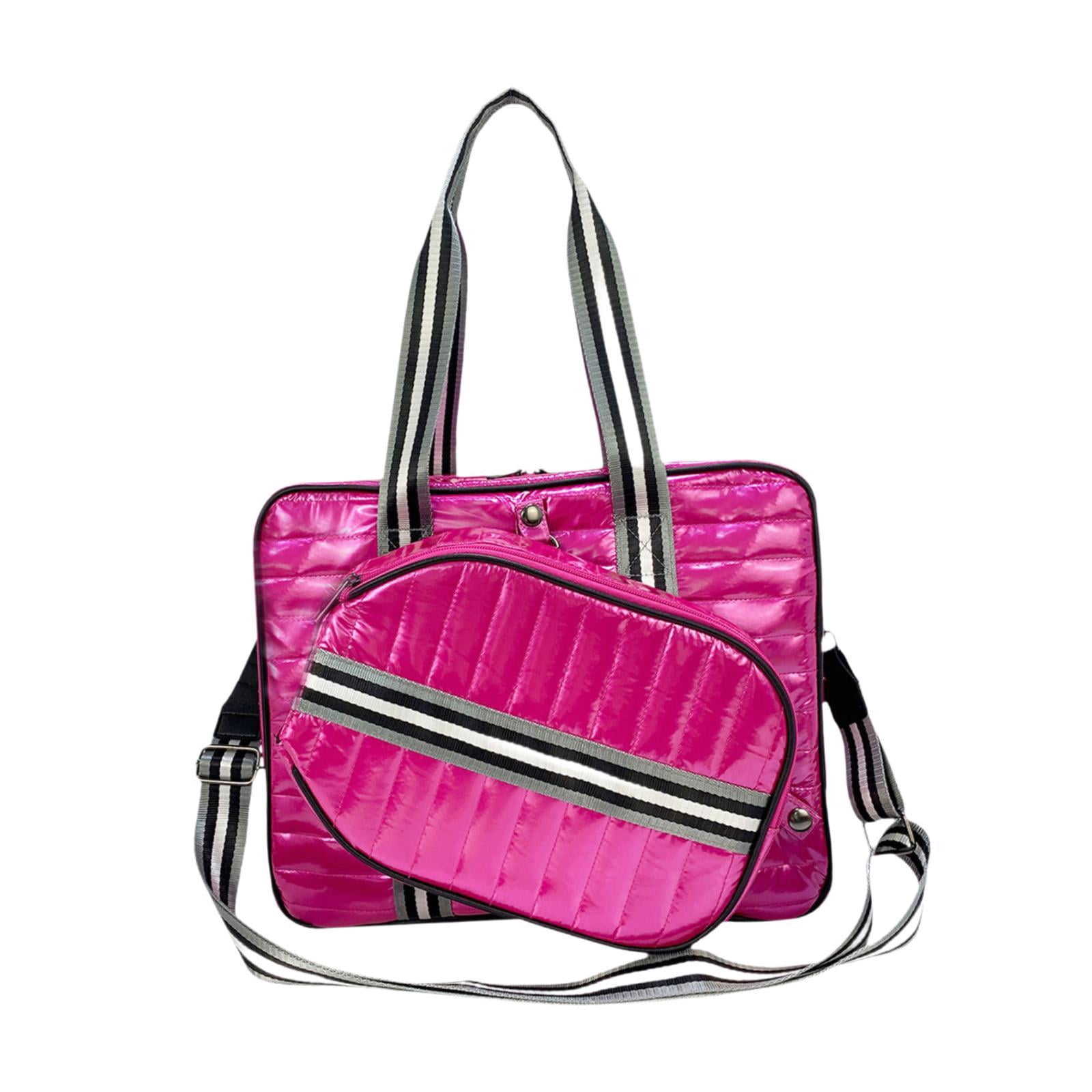 Baoblaze Tennis Bag Detachable Racket Holder Multipurpose Portable Tennis Racquet Bag Rose Red