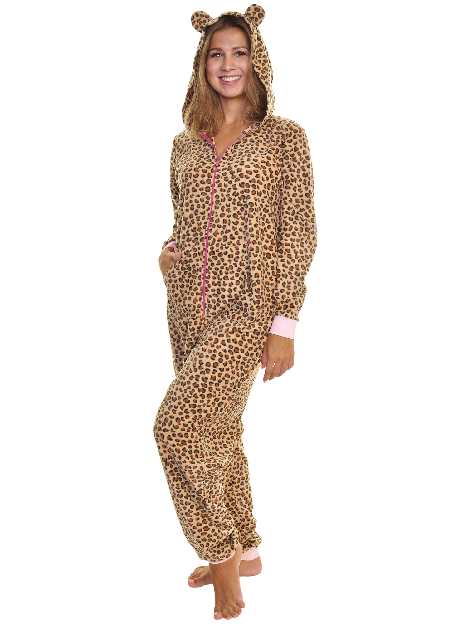 Angelina Women's FLEECE Novelty One-Piece Hooded Pajamas (1-Pack ...