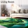 thumbnail image 2 of ODIKA 6'x9' Machine Washable Non-Slip Area Rug, Whimsical Irregular Shape Moss with Eclectic Aura Design High Traffic Rug, Green, 82631, 2 of 7