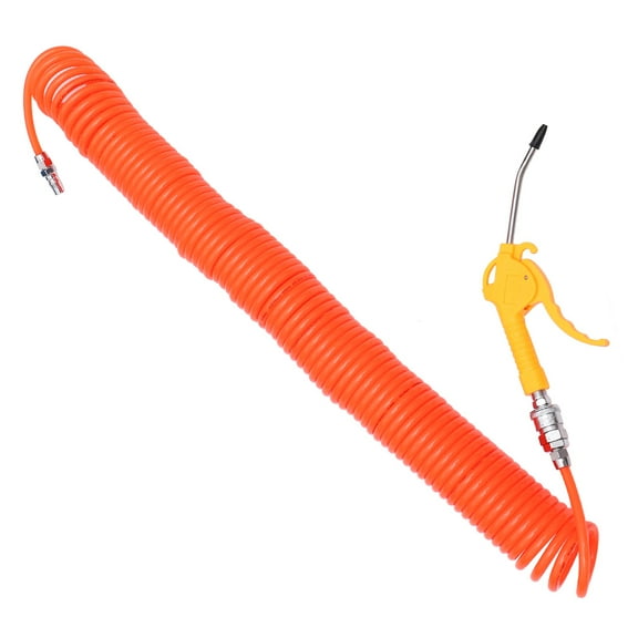 HEMOTON Red PU Air Compressor Spring Hose Kit with Type C Quick Connector and Air Duster for Compressor 8x5mm 15 Meter