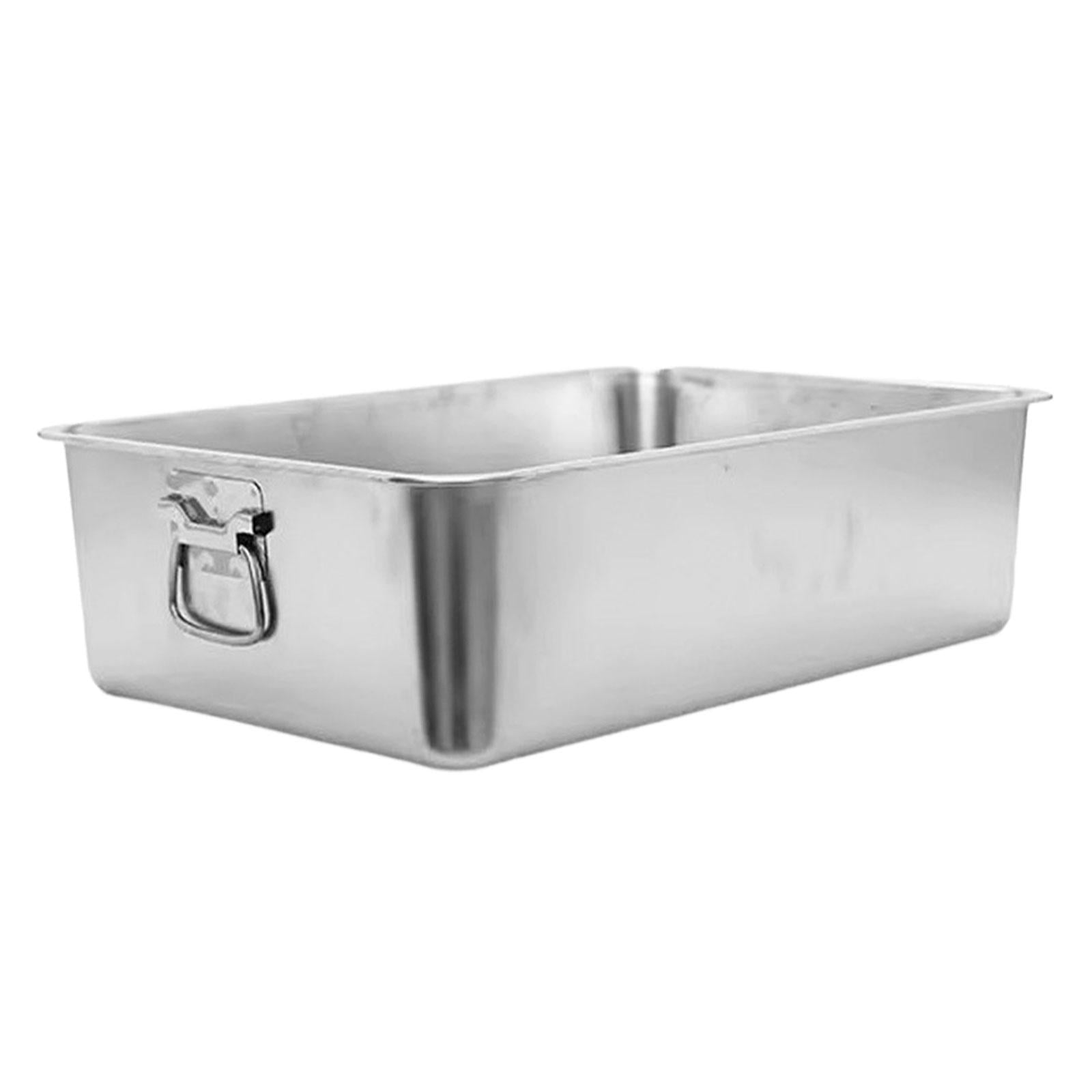 Bvdfgk Stainless Steel Cat Litter Box with Handle Kitten Potty Sturdy Scratch Resistant 45cmx35cmx10cm
