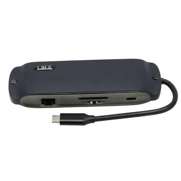 8 in 1 Docking Station Multifunction 4K30Hz HD Multiport USB 100M Network Port USB C Hub Adapter Navy Blue
