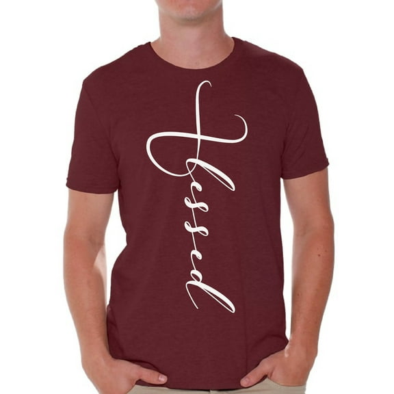 Awkward Styles Blessed T Shirt for Men Christian Mens Shirts Christian Clothes for Men Following Jesus T-Shirt White Tshirt for Men Christian Gifts Blessed Shirts Blessed Clothing Collection for Men