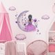 thumbnail image 2 of 1 Sheet, Purple Flower Butterfly Moon Girl Wall Sticker, Vinyl Peel And Stick For Girl's Bedroom, Home Room Decor, 2 of 4