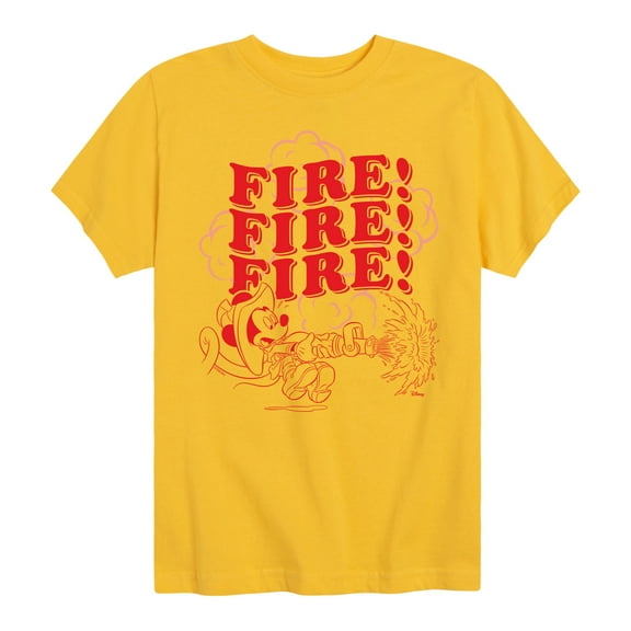Disney - Firefighter Mickey - FIRE! Stacked - Toddler & Youth Short Sleeve Graphic T-Shirt