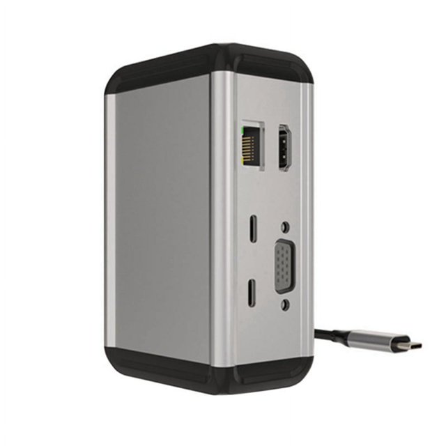 Estación de acoplamiento con adaptador Ethernet, concentrador tipo C, divisor USB-C, lector TF VGA compatible con USB 3.0 4K vertical 12 en 1