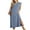 03-Denim Blue, variant on Women Summer Round Neck Casual Loose Split Wrinkle-Free Long Maxi Vacation Dress with Pockets Black L