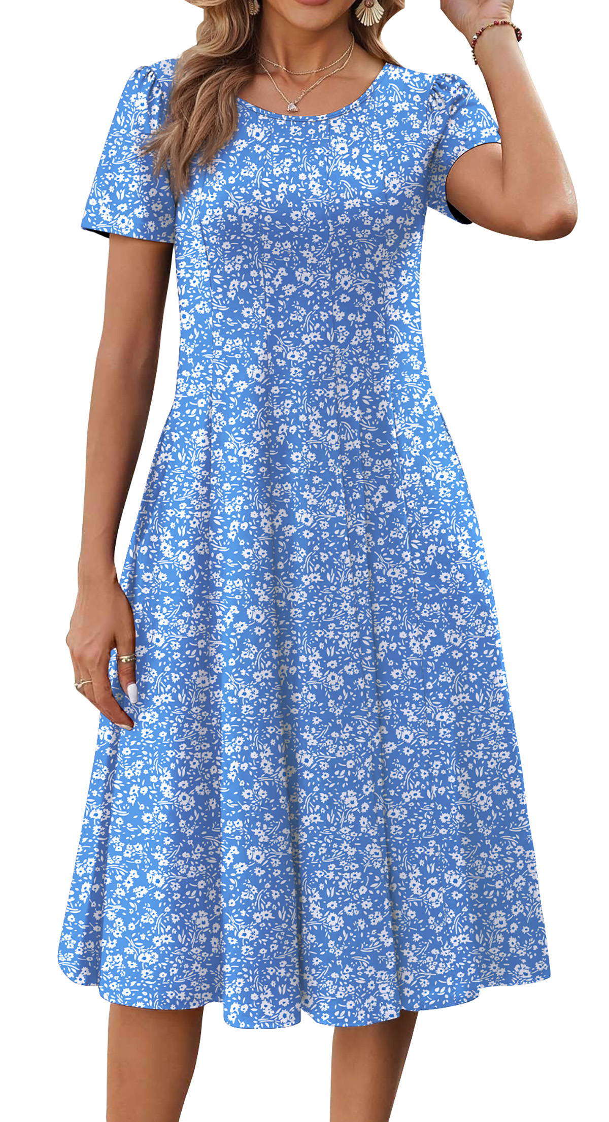 Fantaslook Women's Pleated Floral Midi Sundress with Pockets photo 3