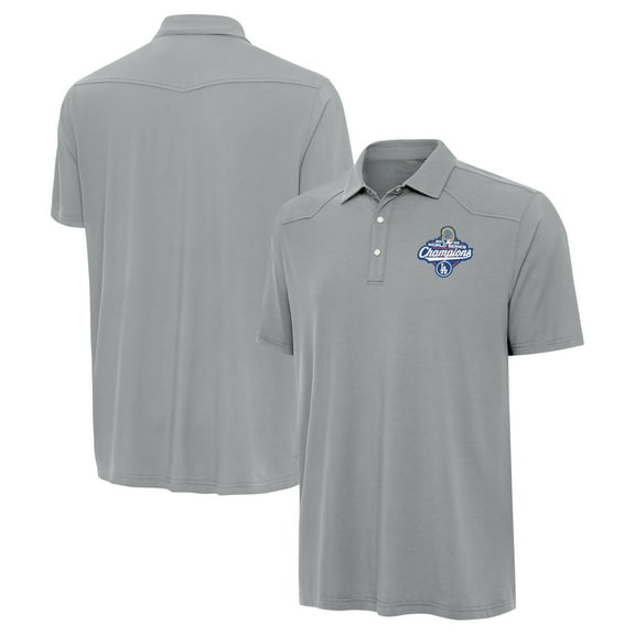 Men's Antigua  Gray Los Angeles Dodgers 2025 World Series Champions Western Polo