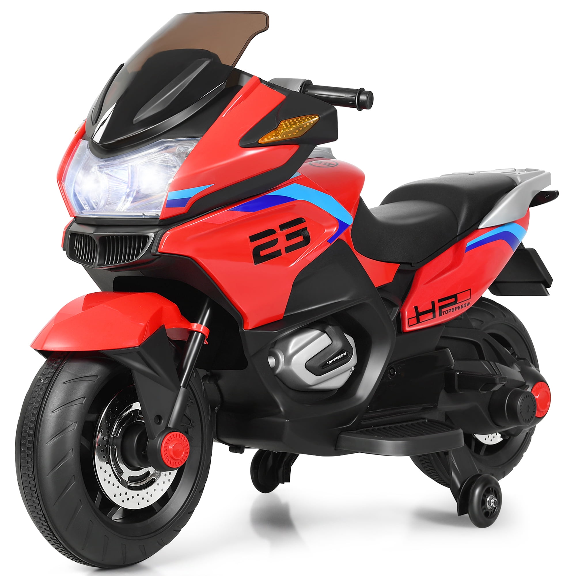 Gymax 12V Electric Kids Ride On Motorcycle w/ Training Wheels Red