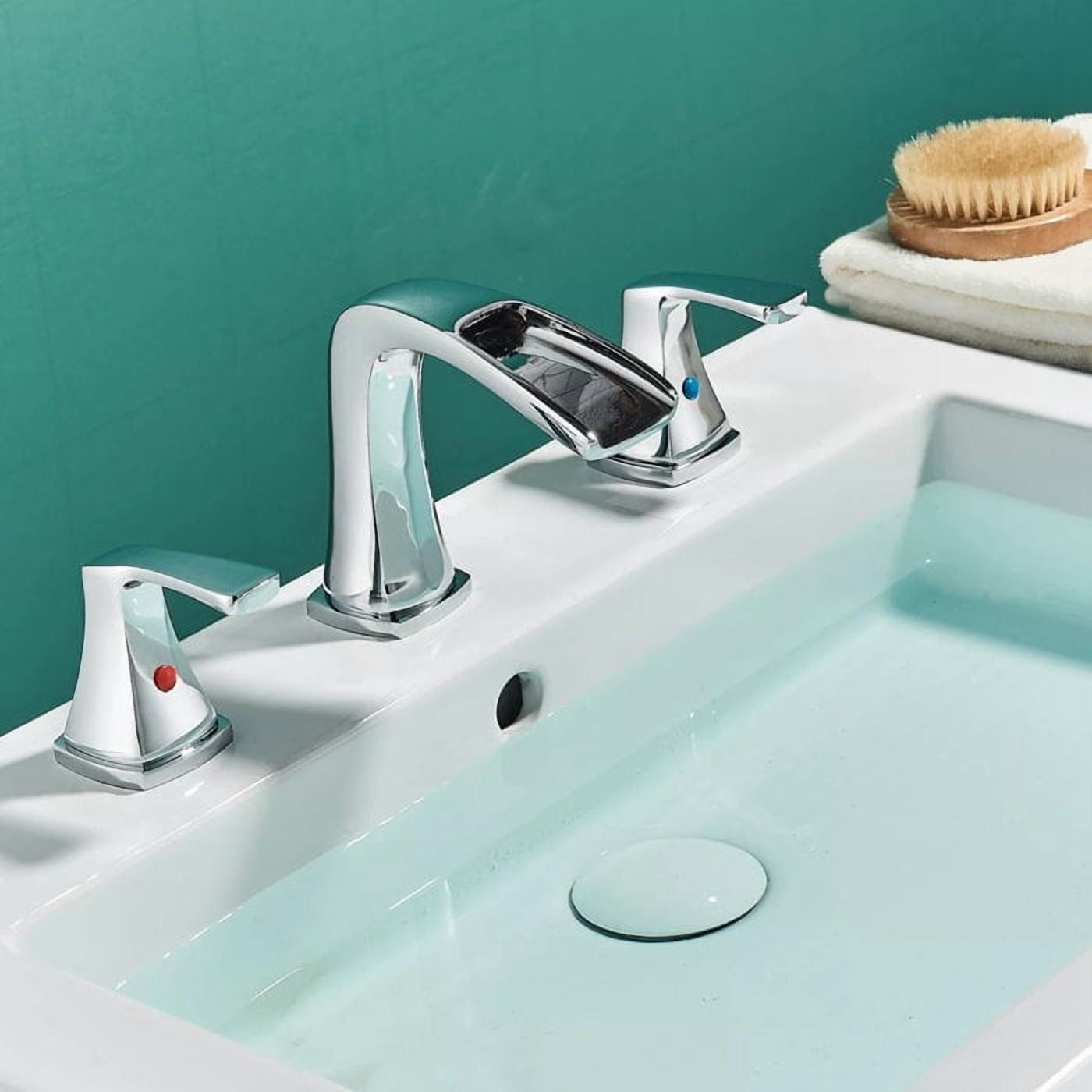 Chrome 8"Widespread Bathroom Sink Faucet 3Hole 2Handle Basin Mixer w/Drain