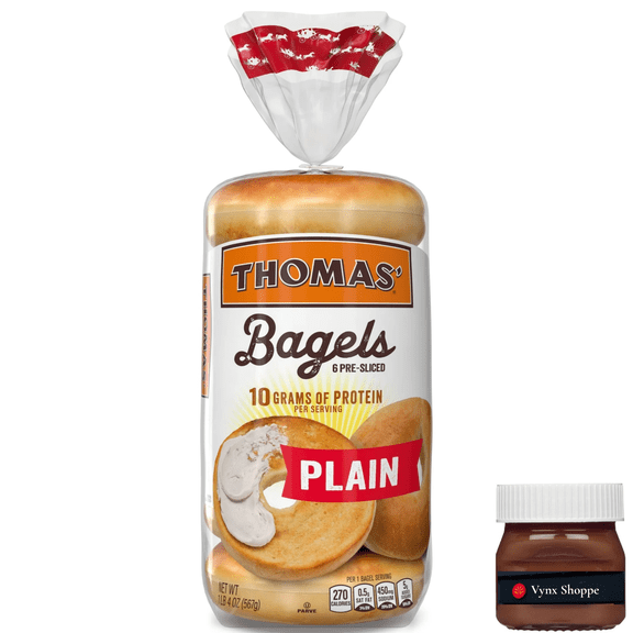 Thomas' Plain Bagels, 6 count, 10g Protein, Kosher Bagels, 20 oz Bag