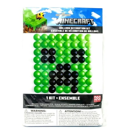 Minecraft Creeper Balloon Wall Party Decoration Kit - 72 Piece Kit