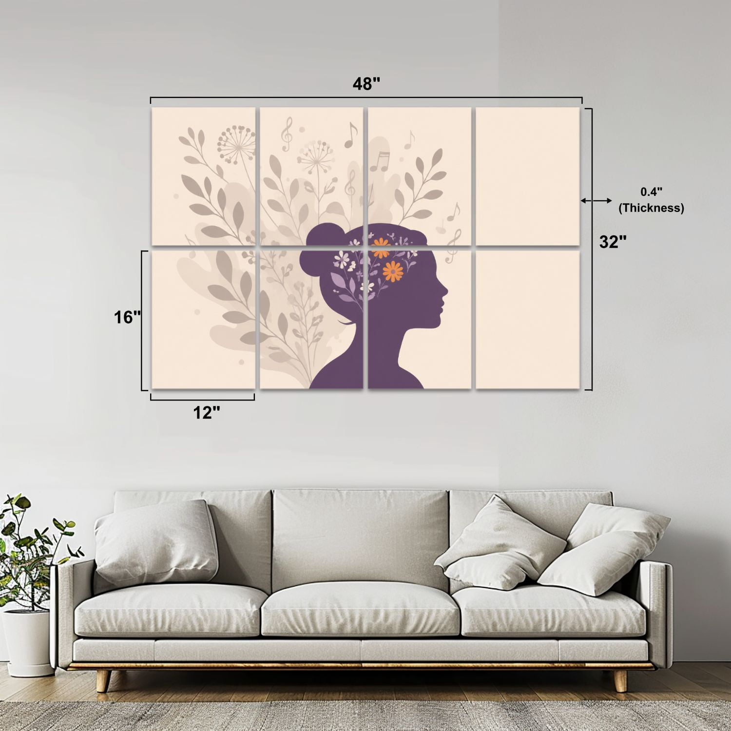 8 Pack Art Acoustic Panels Sound Absorbing Human mind Neurodiversity creativity psychological traits Decorative Soundproof Wall Panels Self Adhesive for Clinic Hospital 48"x32"