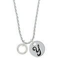 thumbnail image 1 of Delight Jewelry Silvertone Sister Eternity Ring Silvertone Script Initial Disc - Y - Charm Necklace, 20"+3", 1 of 4