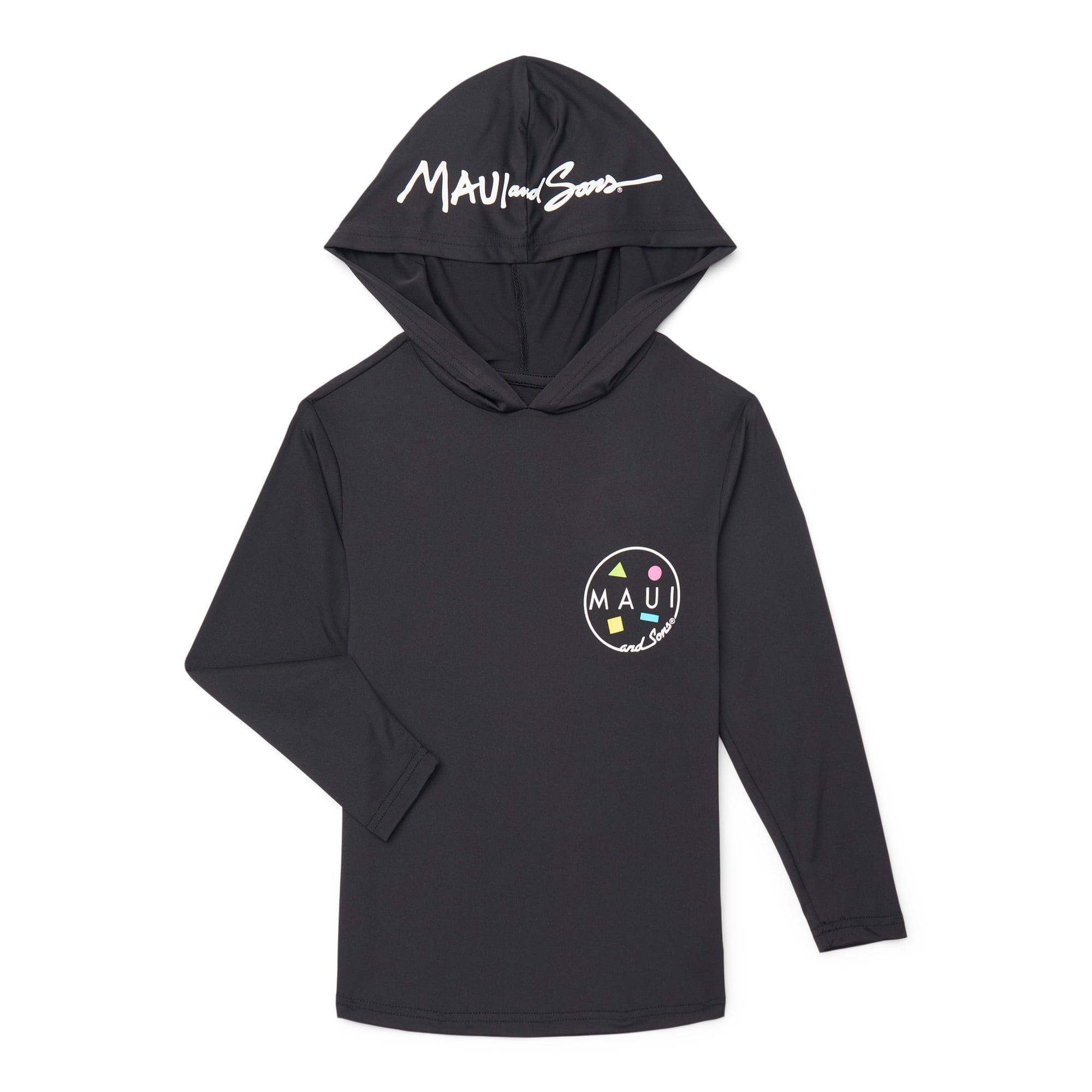 Maui and Sons Boys Logo Hooded Sun Shirt with UPF 50+, Sizes XS-XL