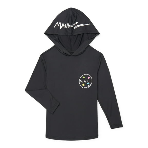 Maui and Sons Boys Logo Hooded Sun Shirt with UPF 50 , Sizes XS-XL