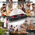 thumbnail image 5 of CUSIMAX 1800W Double Burner Electric Infrared Hot Plate, Walmart Exclusive,Portable Cooktop with Adjustable Temperature Control, Concealed Handle, Stainless Steel Surface Compatible with All Cookware, 5 of 7