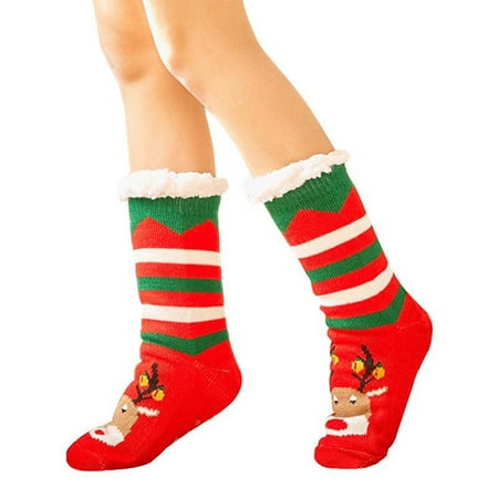 

TureClos 1 Pair Christmas Sock Portable Soft Comfortable Socks Fashion Acrylic Fiber Hosiery Warming Bedroom Living Room Dormitory Red