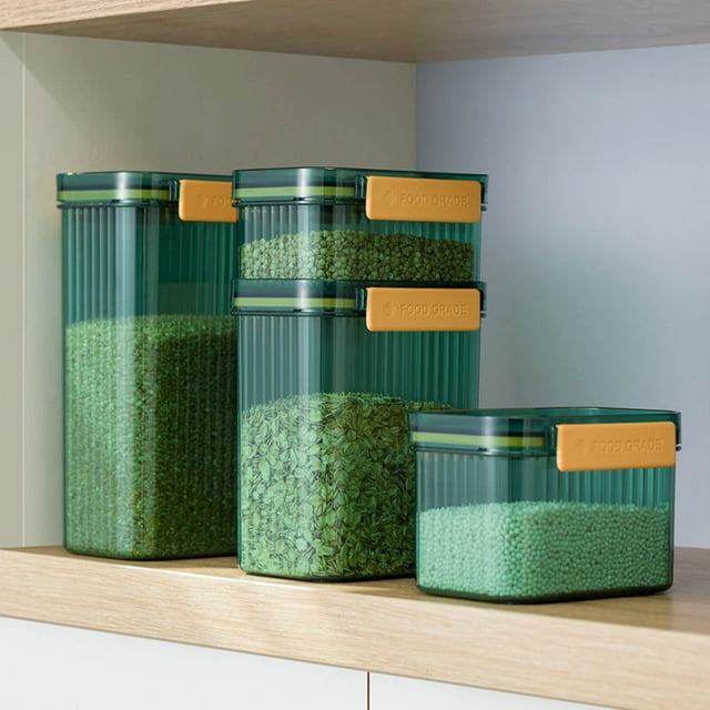 Fiudx Frasco Hermético Retro, Recipiente Premium, Diseño Apilable Que Ahorra Espacio, Mantiene La Comida Fresca, Opciones de Varios Tamaños, Organización de La Cocina, Harina, Granos y Refrigerios, 4