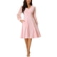 thumbnail image 1 of Vestido envolvente para mujer Inspire Chic, con escote en V, mangas de linterna, puntos suizos, midi y con bolsillos, talla S, color rosa, 1 of 6