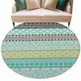 thumbnail image 2 of Round Area Rug 8 Ft, Teal Black Boho Washable Non-Slip Circle Carpet for Living Room/Bedroom, Vintage Ethnic Tribe Abstract Art Collection Low-Profile Large Area Rugs for Indoor, 2 of 7