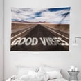 thumbnail image 1 of Good Vibes Tapestry, Inspirational Phrase on Highway On The Road Theme Travel Enthusiasm, Wall Hanging for Bedroom Living Room Dorm Decor, 80W X 60L Inches, Brown Dark Blue White, by Ambesonne, 1 of 2