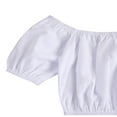 thumbnail image 4 of Toddler Girls Off Shoulder Crop Top Denim Jean Skirt Irregular Ruffle Hem, 4 of 6