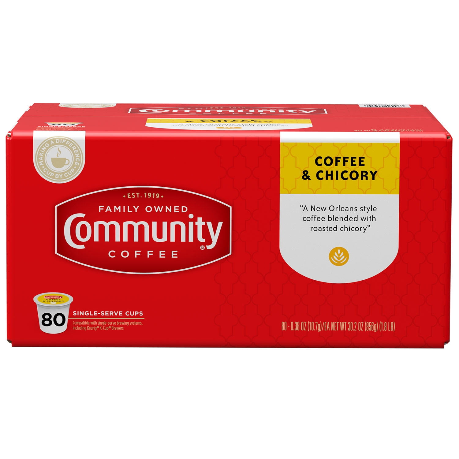 Community Coffee Single Serve Cups, Coffee & Chicory (80 ...