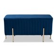 thumbnail image 2 of Baxton Studio Helaine Fabric Bench Ottoman, 17-11/16"H x 35-3/8"W x 15-11/16"D, Navy Blue/Gold, 2 of 7