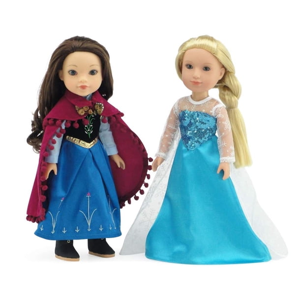 Emily Rose Ropa para muñecas de 14 pulgadas Accesorios de ropa | Conjunto de regalo de disfraz de vestido de fiesta con vestido de muñeca de 14 pulgadas inspirado en la princesa Elsa y Anna | Se adapt