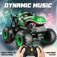 thumbnail image 4 of YCFUN RC Monster Truck Toy with 360° Spins, Music and LED Car Shell & Wheels, Dinosaur Toy RC Car for Kids Boys Ages 3+ (Green), 4 of 5