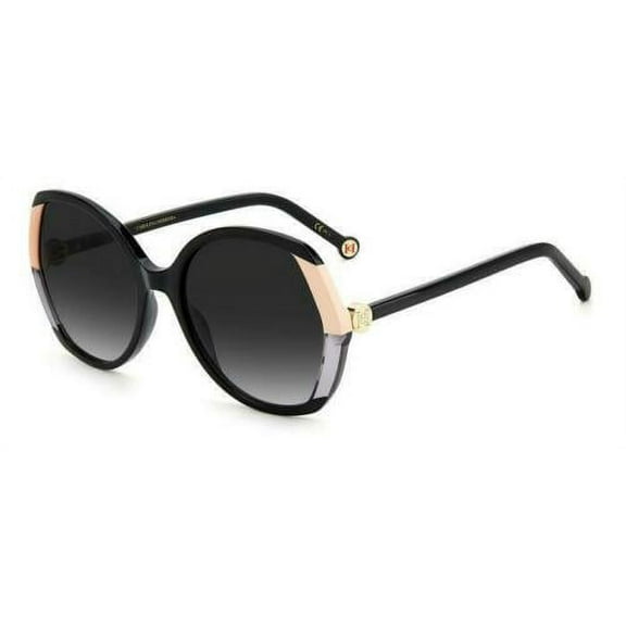 Carolina Herrera Women Sunglasses CH0051/S KDX Round Black Nude/Grey Shaded 58