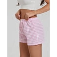 thumbnail image 4 of Michellecmm Women's Summer Casual Pajama Shorts Elastic Band Wide Leg Loose Fit Plaid Lounge Shorts, 4 of 8