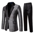 thumbnail image 2 of RKSTN Tuxedo Suits for Men 2PC Lapel Single Breasted Button Printed Dress Suit Sets Men's Turndown Regular Fits Floral Print Blazers and Pant 2 Piece Set Wedding Business Performance Prom Dress Set, 2 of 9