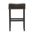 thumbnail image 5 of 30-inch Bonded Leather Bar Stools (2), Brown - Rubberwood Leg Support, Classy Faux Upholstery, Sleek And Space-aware, Hassle- Cleaning, Versatile Seating Option For Various Settings, 5 of 7
