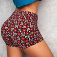 thumbnail image 4 of Fotbe Red Floral Seamless Shorts, Womens Workout Shorts High Waist Stretch Booty Short for Gym/Yoga/Running/Biking-, 4 of 9