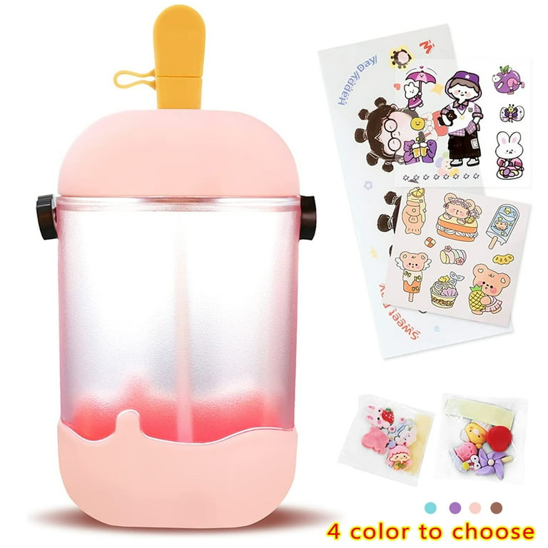 Kawaii Water Bottle for Kids Cute Water Bottles with Straw Portable Square  Drinking Bottle, Leakproof Water Jug for Girls, 24 oz