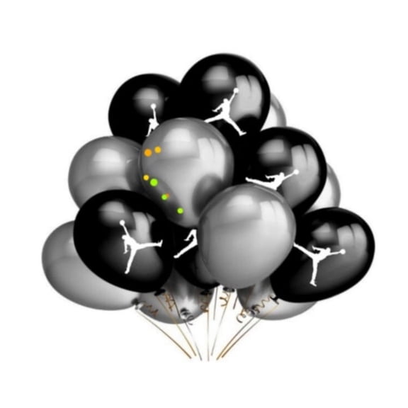 bgbcostume.com Jordan Black Latex Balloons, 12pcs Set